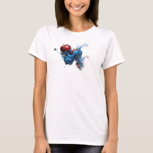 Camiseta Azul Ousada de Maçã Abstrata
