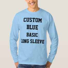 Camiseta azul personalizada masculina de manga lon