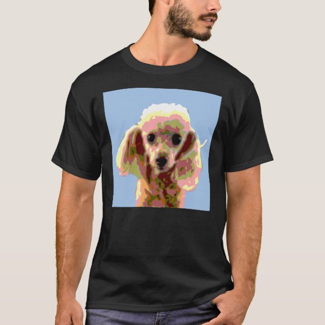 Camiseta Azul-Poodle Branco (Frente)