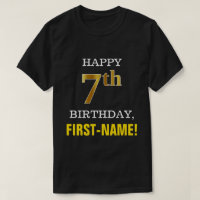 Azul, Preto, Falso Dourado 7 Aniversário com Nome