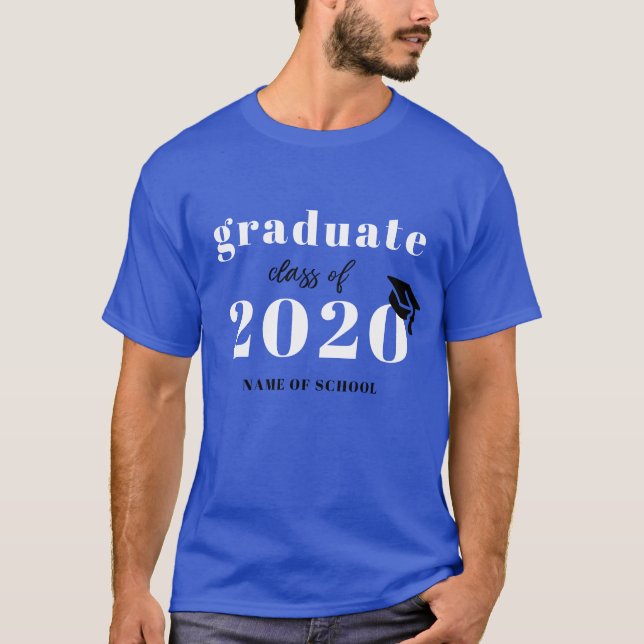 Camiseta Azul Preto Graduação Aula Ano Aula Aula Aniversári (Frente)