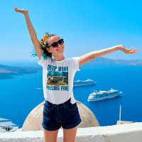 Azul profundo e sensação de boa Sereia e golfinho