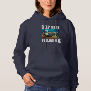 Camiseta Azul profundo e sensação de boa Sereia e golfinho