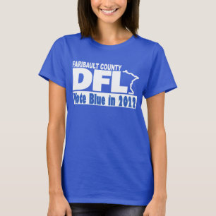 Camiseta Azul Real feminino com logotipo branco - Voto azul