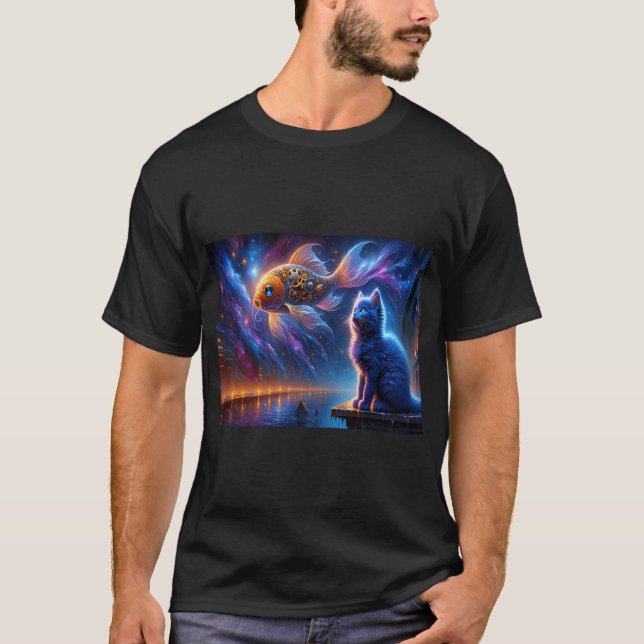 Camiseta Azul Russo e Peixe Mecânico (Frente)