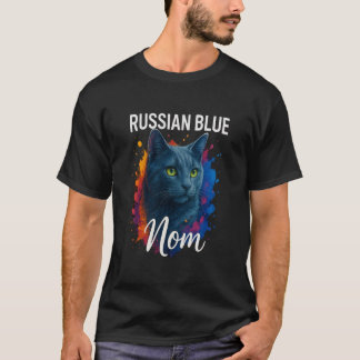 Camiseta Azul Russo Gata Mãe Azul Russo