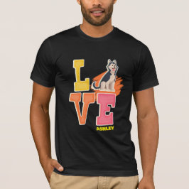 Camiseta Azul siberiano amante cor bonita