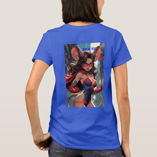 Camiseta azul SuperMouse Mulher Poder Feminino bk (Verso)
