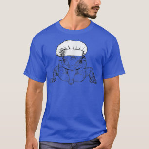 Camiseta Azul Tongueado Cor-de-rosa Lizard Cook Chef Engraç