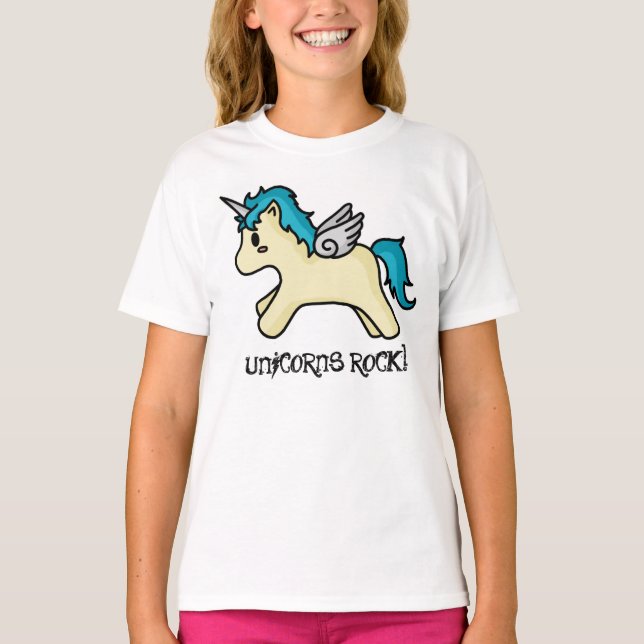 Camiseta Azul Unicorns Rock (Frente)