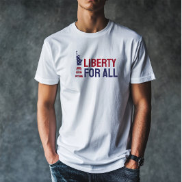 Camiseta azul vermelha com bandeira de protesto an