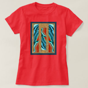 Camiseta Azul, Vermelho, Intarsia