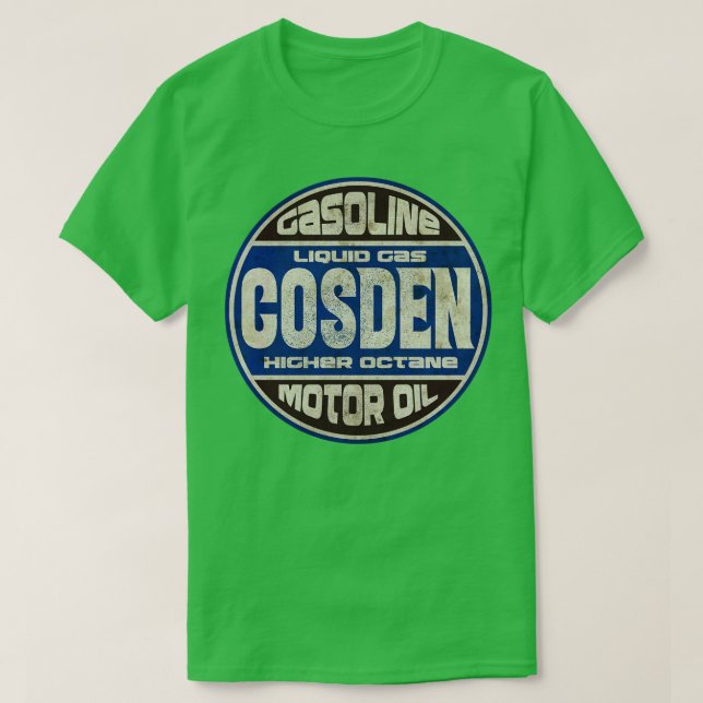 Camiseta Azul Vintage Gasolina Oil (Frente do Design)