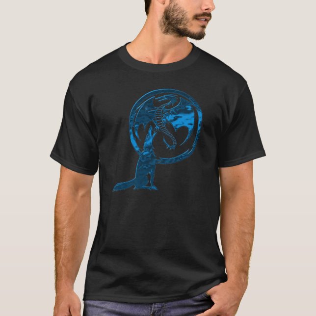 Camiseta azul Wolf & Dragon (Frente)