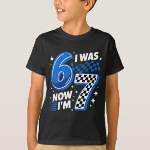 Camiseta Azul xadrez era 6 7 engraçado 67 meninos de aniver