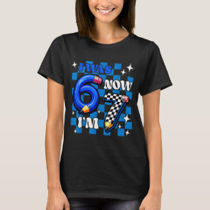 Camiseta Azul xadrez eu tinha 6 agora tenho 7 divertido 67