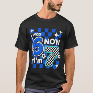 Camiseta Azul Xadrez Eu Tinha 6 Anos Agora Tenho 7 Aniversá