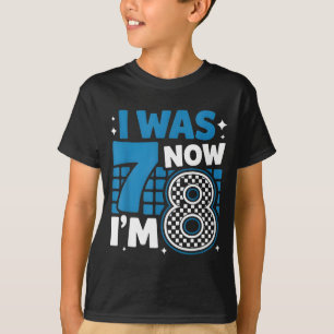 Camiseta Azul xadrez eu tinha 7 agora eu tenho 8 anos de id