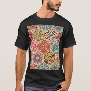 Camiseta Azulejo Colorido de Patches Motifs Islâmicos
