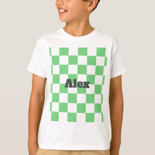 Camiseta Azulejo da placa de xadrez verde retrorada Y2K