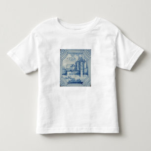 Camiseta Azulejo de Delft que mostra um drawbridge sobre um