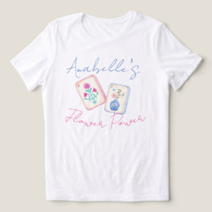 Camiseta Azulejo de Flor de Poder de Mahjong em Aquarela Pe