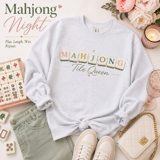 Camiseta Azulejo de Mahjong Rainha Fofa