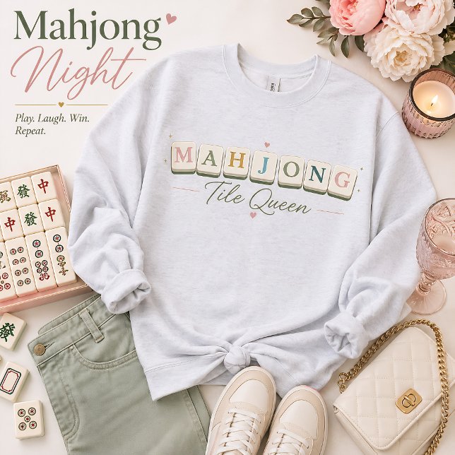 Camiseta Azulejo de Mahjong Rainha Fofa (Criador carregado)