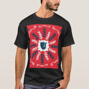Camiseta Azulejo de Natal Folk Doodle Art