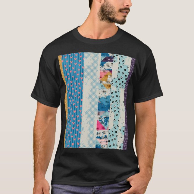 Camiseta Azulejo de Patchwork (Design de padrões) (Frente)