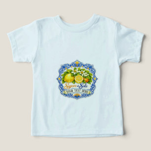 Camiseta Azulejo Mediterrâneo de Limão – Arte em Aquarela c