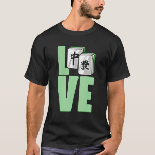 Camiseta Azulejos de Jogo de Amor Mahjong Chinês para Jogad