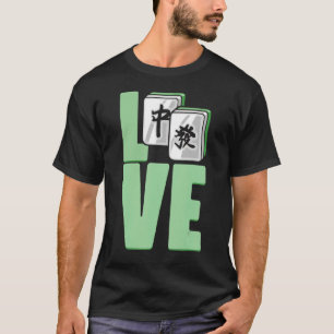 Camiseta Azulejos de jogos de amor chineses Mahjong para jo