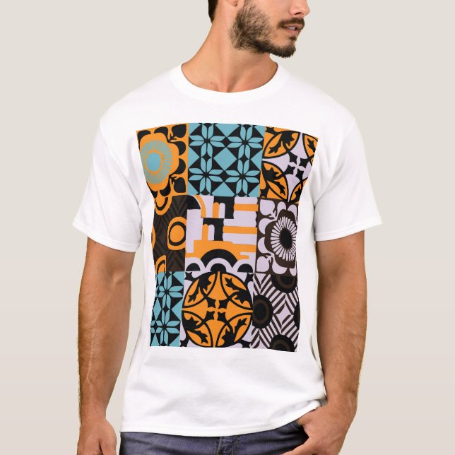 Camiseta Azulejos de vindima: detalhes decorativos complexo (Frente)