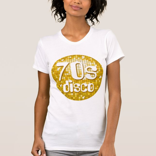 Camiseta Azulejos "Dourados" 'Disco 70' senhoras petite whi (Frente)