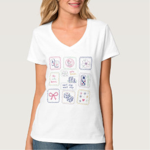 Camiseta Azulejos Inspirados em Mahjong e Colagem de Amulet