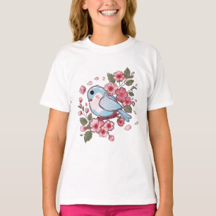 Camiseta Azulinho Adorável da Primavera & Aquarela de Flor
