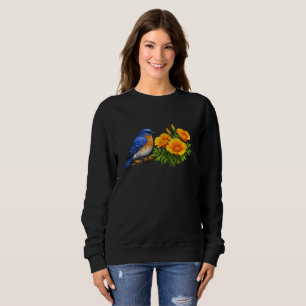 Camiseta Azulinho-do-oeste com papoulas-da-califórnia