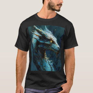 Camiseta Azure Guardian: Arte do Dragão Feroz