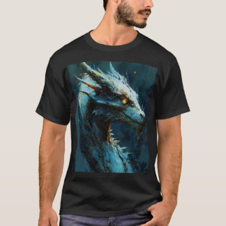 Camiseta Azure Guardian: Arte do Dragão Feroz