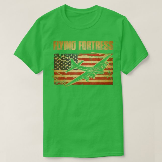 Camiseta B17 Flying Fortress American Flag Patriot (Frente do Design)