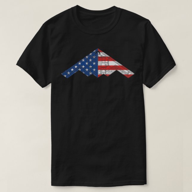 Camiseta B2 Bombardeiros furtivos Aeronaves Schthemous Flag (Frente do Design)