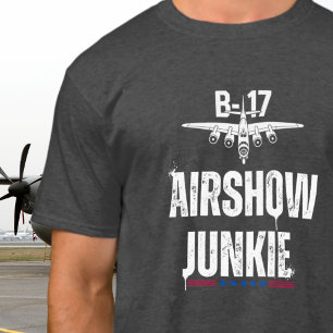 Camiseta B-17 Avião Antigo Exibição Aérea Viciado Aviação W