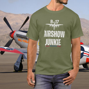 Camiseta B-17 Avião Antigo Exposição de Aviação Junkie WWII