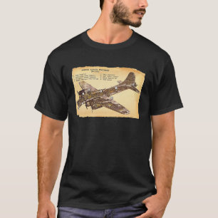 Camiseta B 17 Diagrama da Fortaleza Voadora da WWII