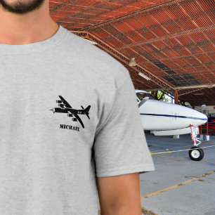 Camiseta B-17 Programa de Avião Vintage Personalizado Milit