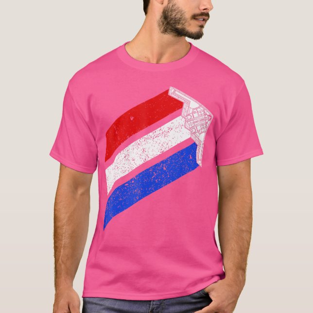 Camiseta B-2 Bombardeiro EUA Contrails Vermelho Branco Azul (Frente)