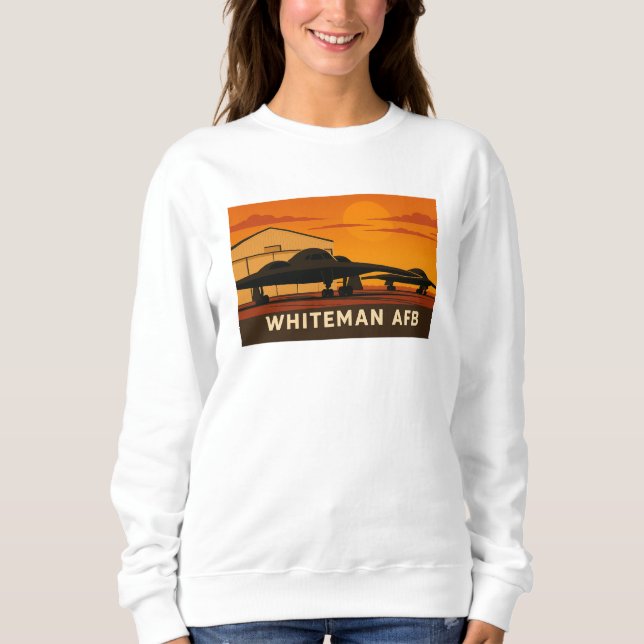 Camiseta B-2 Jet Sunset Art - Whiteman AFB Poster Style (Frente)