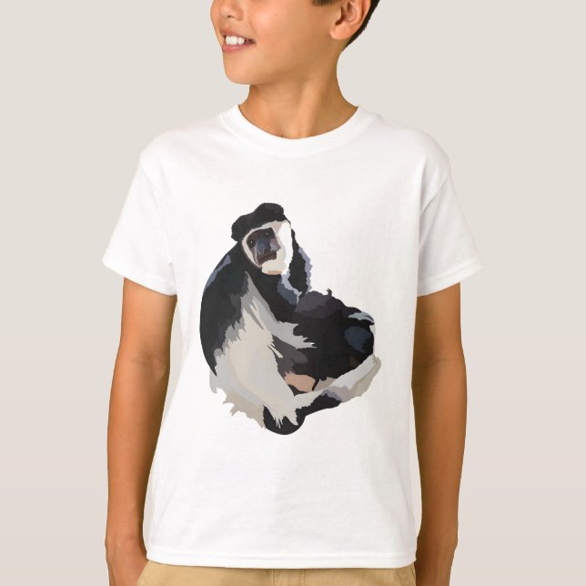 Camiseta B é para o Colobo Negro e Branco (Frente)