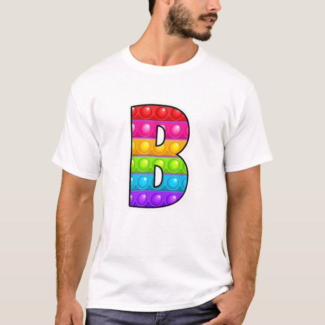 Camiseta B Letra Maiúscula B Alphabet Funny Poppin Ki (Frente)